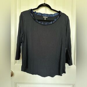 The Limited Navy 3/4 sleeved crewneck tee with ruffle neck GUC